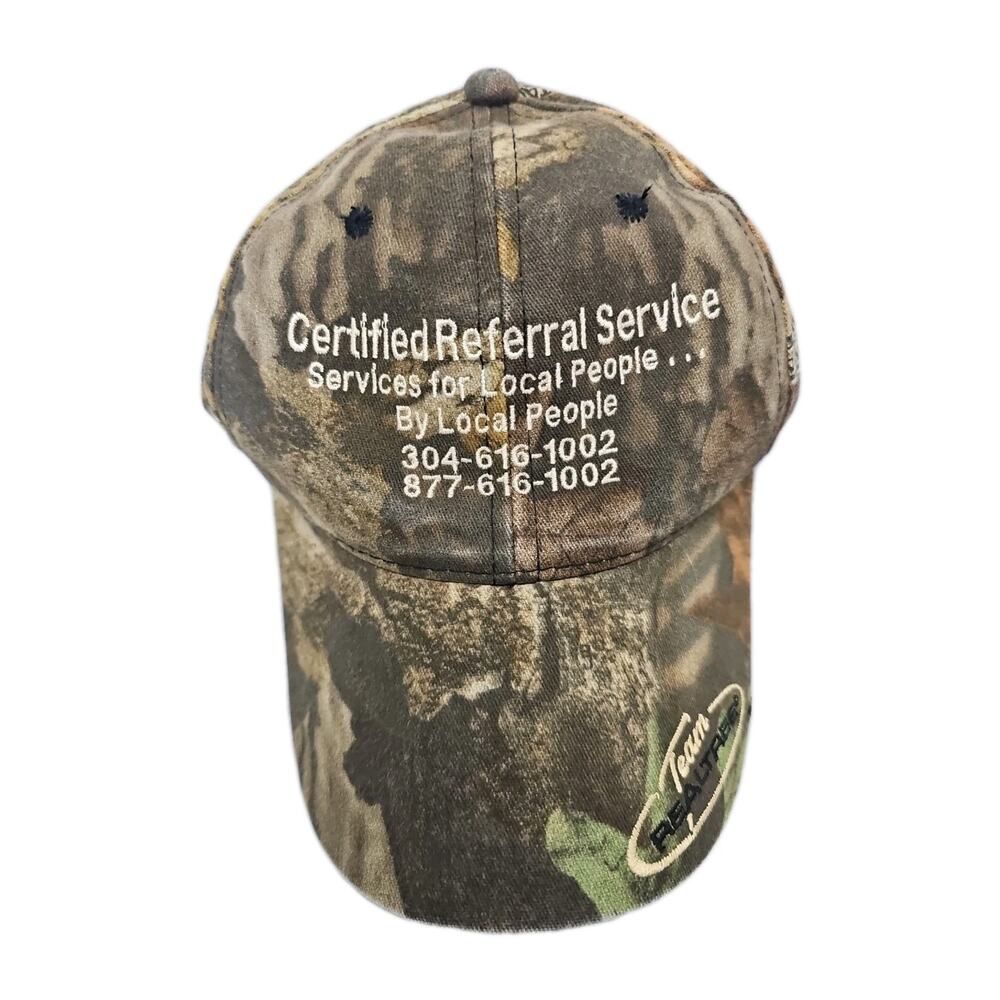 Team Realtree Camo Services Referral Strapback Cap Hunting Fishing Hat USA flag